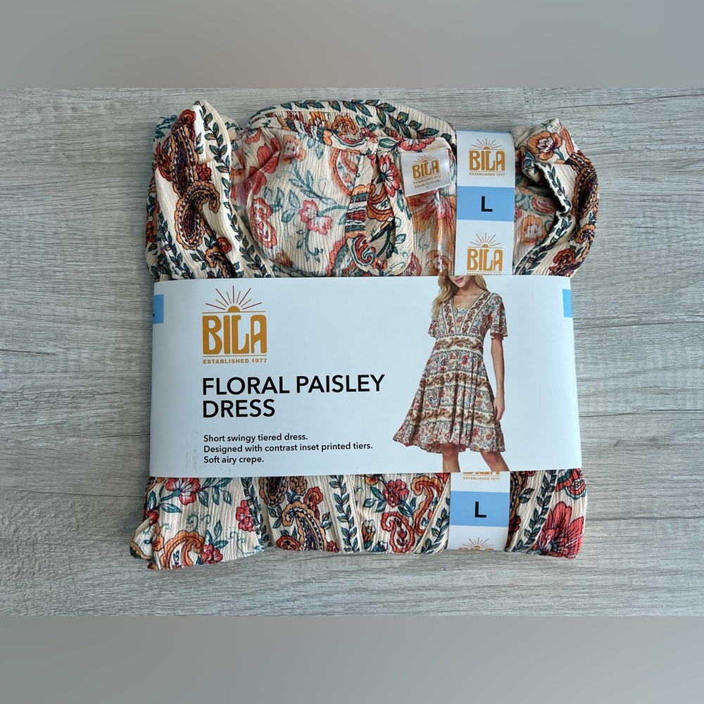 Bila Women's Floral Paisley Short Tiered Dress